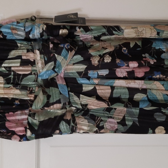 Adrianna Papell Floral Maxi Dress - Black and Blue - Picture 3 of 16